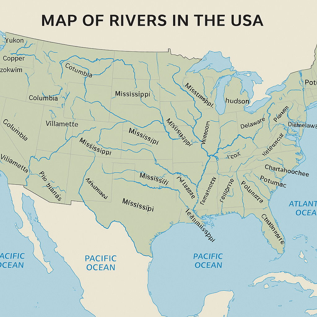 map of rivers in the usa